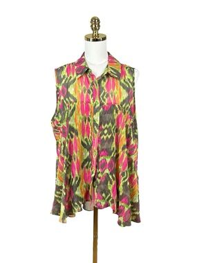 Woman’s Zac & Rachel sleeveless button down top size XL